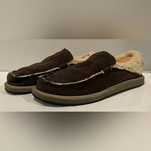 SANUK Chiba Chill Shearing Lined Brown Slip On Loafers Men’s Size 9